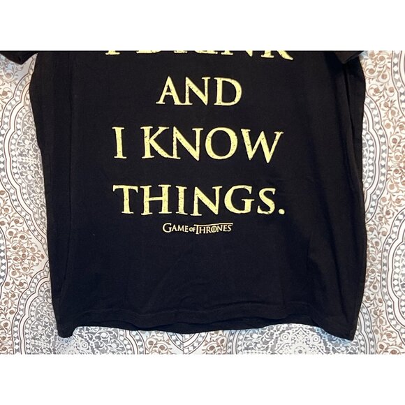 Game Of Thrones T-Shirt Size L Black Graphic Tee "I Drink And I Know Things" - Picture 6 of 8